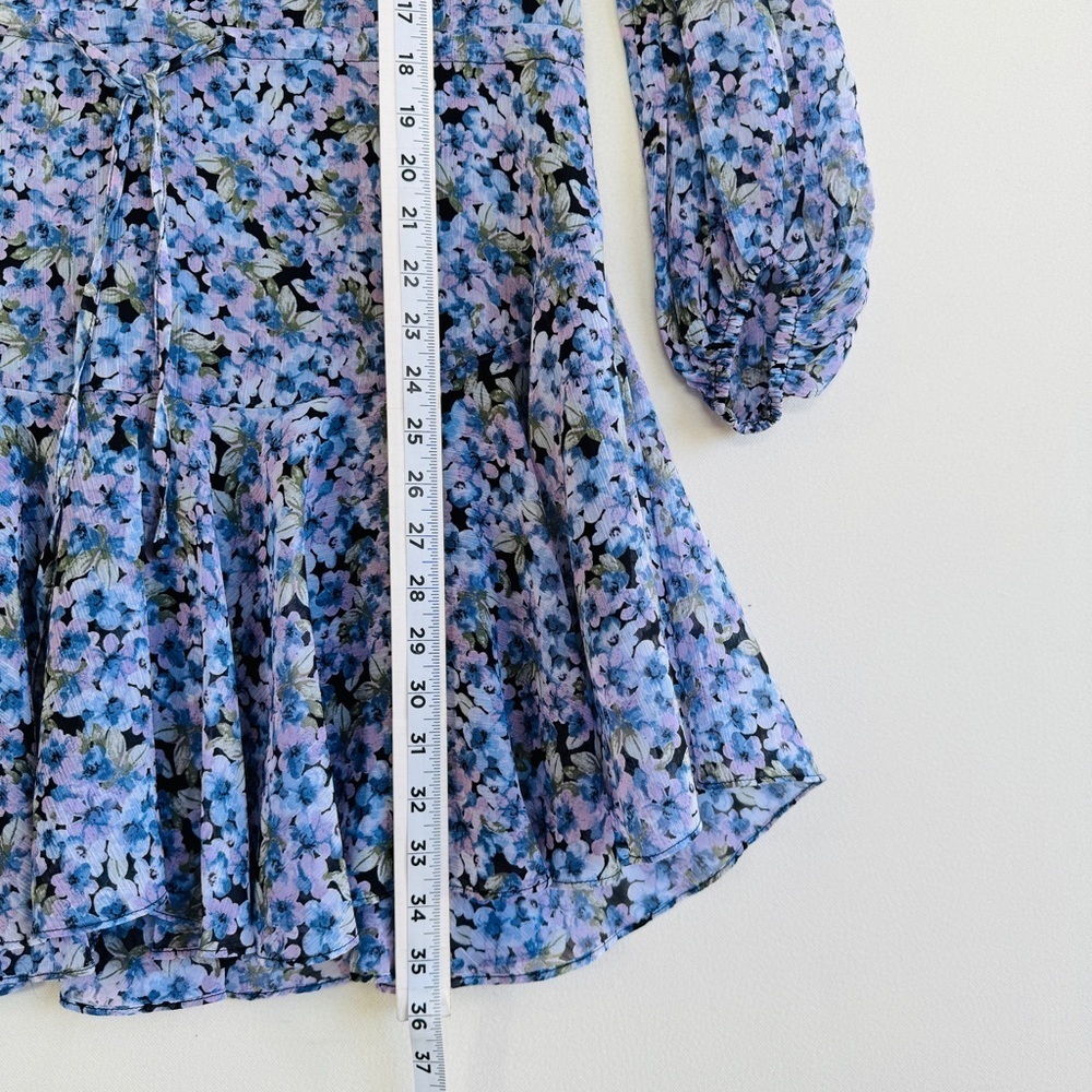 VICI Floral Mini Ruffle Dress XS Blue Pink Casual Cottagecore Summer Boho Ditsy - Picture 6 of 12